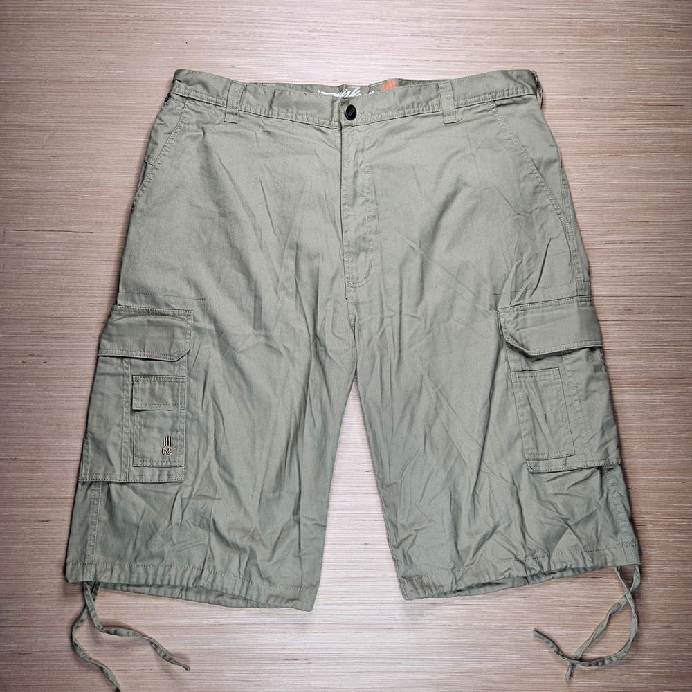 Miskeen Cargo Shorts‎ Mens 44 Fit 42 Khaki Green Y2K Hip Hop Baggy Streetwear